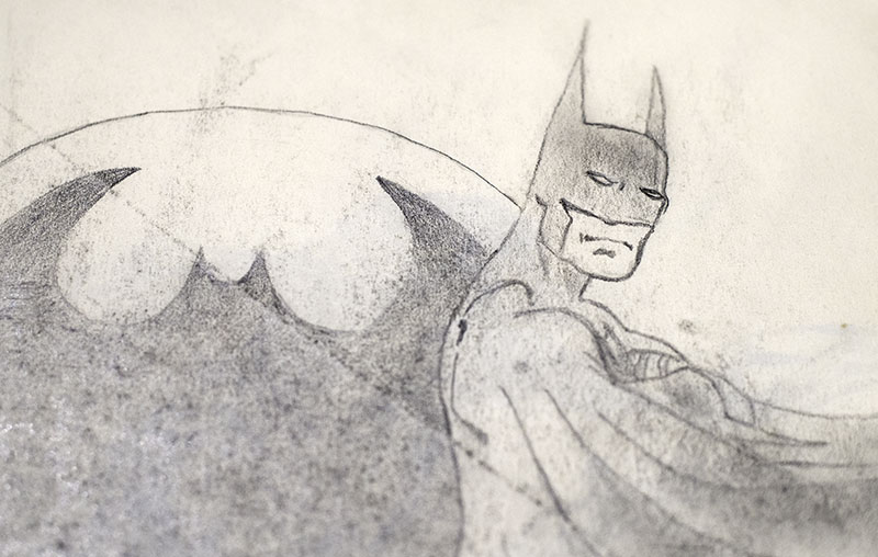 pencil drawing of Batman